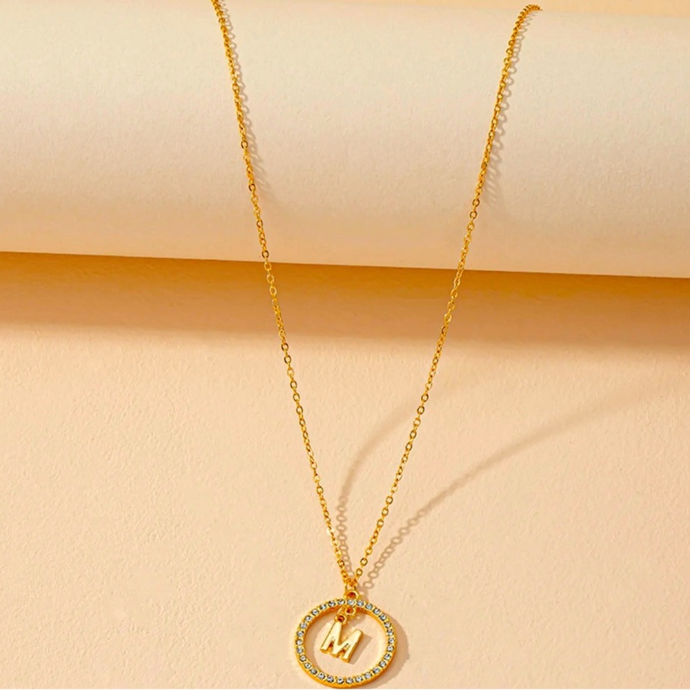 Letter M in Yellow Gold Neckalce